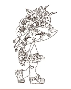 10x6 Dievča na sebe kvet klobúk Transparentné, Jasné Známky pre Scrapbooking pre DIY Karty, Takže Rezanie Remesiel Vzorkovníka