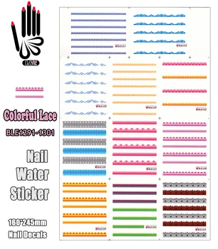 11 Listy/Veľa Nálepky, Nail Art BLE1291-1301 Farebné Čipky Nail Art Vody Zábaly Nálepky Kotúča, pre Nail Fashion(11 VZOROV V 1)