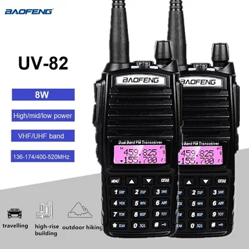 2 ks Walkie Talkie 8W Baofeng UV-82 VHF UHF obojsmerné Rádiové Skener uv82 Ham Rádio Stanice UV 82 vf Vysielač pre Lov 10km