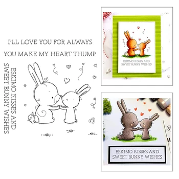 2021 Nové Valentine Roztomilý Zvierat Bunny Jasné Známky Rezanie Kovov Zomrie Pre DIY Remeselnej Tvorby Bozky Slovo Pohľadnice Scrapbooking