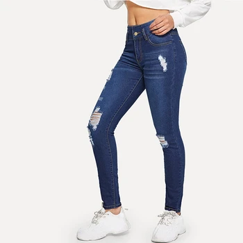 2022 Jar a na Jeseň Nové Módne Street Style Roztrhlo Chudá Džínsové Nohavice Dámske Jeans dámske Oblečenie