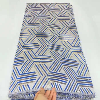 2022 Najnovšej Francúzskej Sky Blue Brocade Čipky Tkaniny Vysokej Kvality Afriky Žakárové Gilding Textílie Nigéria Pre Ženy Večera Šaty Šiť