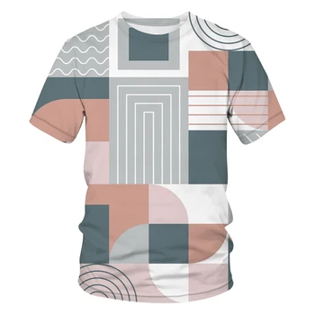 2022 Nová Geometria Vzor Tlače Zábavné Tričko T-shirt Hip-hop Oblečenie-Krátke sleeve T-shirt Street Oblečenie 3d Topy