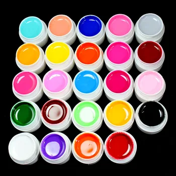 24 Farbu Solídne Čistý UV Builder Gel Nastaviť Nail Art False Plný francúzske Tipy Salon Nastaviť