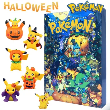 24PCS Nový Pokemon Halloween Adventný Kalendár Časovač Mystery Box Roztomilý Pikachu Anime Postava Deti Vianočné Prekvapenie Hračky Pre Dievčatá