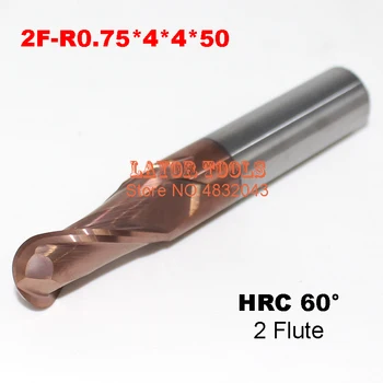 2F-R0.75 HRC60,karbid Námestie Flatted Konci Mlyny náter:nano DVE flauta, priemer 1,5 mm, Do Peny,nudné, Bar,cnc stroja