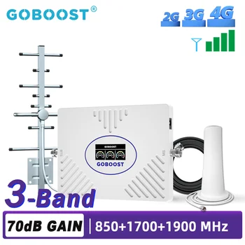 3 Kapela GOBOOST Signál Booster 2G, 3G, 4G LTE Celulárnej Zosilňovač GSM 850 KS 1900 1700 MHz Siete Mobilný Telefón Repeater Anténu Auta