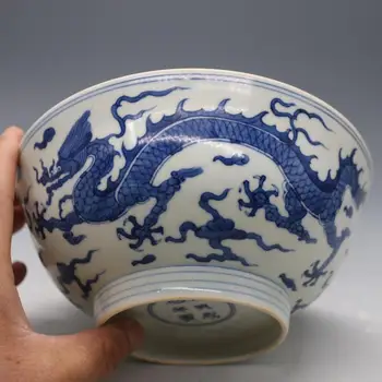 3 Starožitné QingDynasty porcelánové misky,Blue & white dragon tenké pneumatiky misy,Ručne maľované remesiel,Zber a Ozdoby,doprava Zdarma