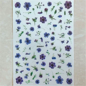 3d DIY Japonský Štýl na Nechty, Nálepky Svetlo Traceless Nail Art Decoration Modré Farebné Kvety na Nechty, Nálepky Ženy, Dievča, Darček Strany
