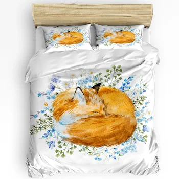 3ks posteľná bielizeň Nastaviť Zvierat Akvarel Spanie Fox bytový Textil Perinu Vankúš Chlapec Dieťa Dospievajúce Dievča posteľná bielizeň Zahŕňa Súbor