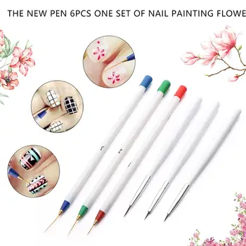 6Pcs Nail Art Design Kefa Bodkovanie Maľba Kresba Prekladanie Liner Pen Tool Set
