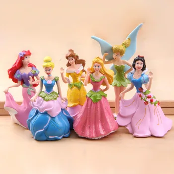 6Pcs/Set 8 cm Disney Hračky Pre Deti Víla Princezná Akčné Figúrky Mini Roztomilé Bábiky Diy Cartoon Modely Detí, Narodeniny Najlepšie Darčeky