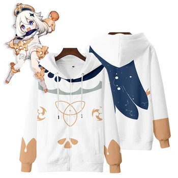Anime Genshin Vplyv Hoodies Biela Bežné Anime Mužov S Kapucňou, Cosplay Kostým Mikina Streetwear Top Mikina