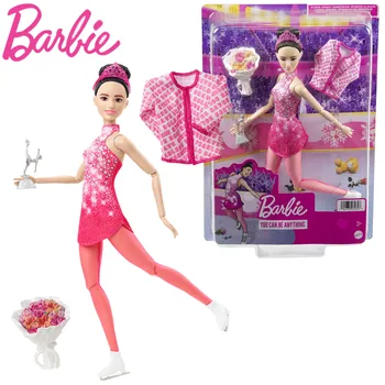 Barbie Vás Môže Byť Čokoľvek, Zimné Športy Ice Skater Brunetka Bábika Ružové Šaty Bunda Kytice & Trofej Bábika Barbie Dievčatá, Hračky Darček