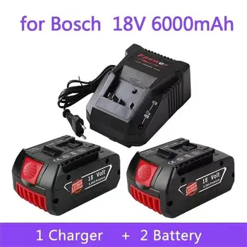 Batérie 18V 6.0 Ah pre Bosch Elektrická Vŕtačka 18V Nabíjateľná Li-ion Batéria BAT609, BAT609G, BAT618, BAT618G, BAT614 + 1Charger