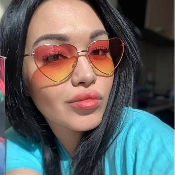 DIGUYAO Ženy Multicolour Kovovým Rámom slnečné Okuliare Značky Dizajnér Gradient Ženské Módne Slnečné Okuliare v Tvare Srdca slnečné Okuliare Lady