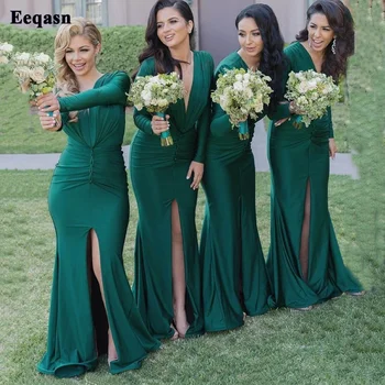 Eeqasn Zelená Morská Víla Dlho Bridemaid Šaty Pre Svadobné Party Hosťovské Šaty Formálne Ženy Prom Šaty Zvláštne Príležitosti Oblečenie