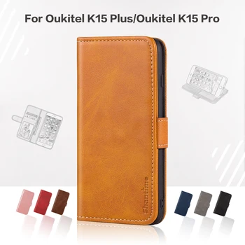 Flip Cover Pre Oukitel K15 Plus Obchodného Prípadu Luxusné Kožené S Magnetom Peňaženky Prípade Oukitel K15 Pro Kryt Telefónu