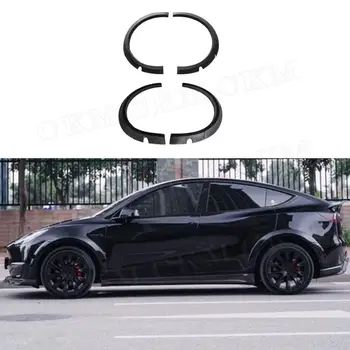 FRP Nevyfarbené Čierne Bočné Kolesá obočie Auto Ochranu Dekorácie Pre Tesla Model Y