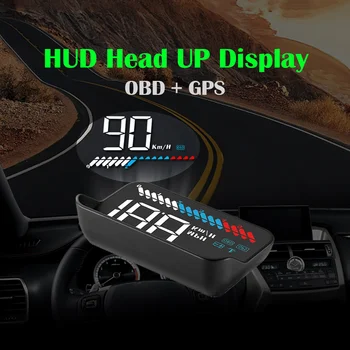 GPS HUD Head Up Display Auto Projektor Rýchlomer OBD2 OBD Displej Univerzálny Digitálny Auto Tachometer Rýchlomer Smart Gadget