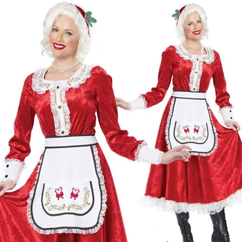 Halloween Kostýmy pre Ženy Pani Santa Claus Cosplay Kostým Vianočné Námestie Krku, Čela Uzol Šaty Vianoce Nóbl Oblečenie pre Dospelých Červená