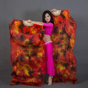 Hodváb Tanec Ventilátor Kravatu-farbenie Proces Skladacia Elegantné Brušného Tanca Strane Ventilátora Tanec Výkon Rekvizity Krásne Abanicos De Mano