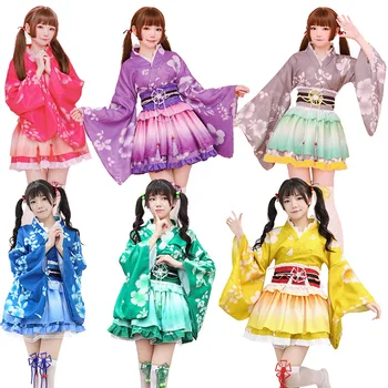 Japonský Areáli Idol Program Multi-Úloha Kostýmy LoveLive! Upravený Kimono Opuchnuté Split Sukne