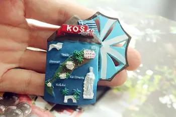KOS OSTROV GRÉCKA Cestovnom ruchu obchod so 3D Živice Dekoratívne Chladnička Chladnička Magnet Plavidlá Domova