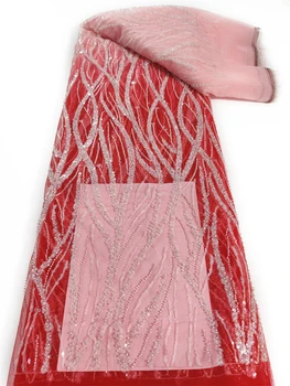 Latest Vysoká Kvalita Afriky Perličiek trubice Textílie 2022 Výšivky heavior Ručne Vyrobené Korálkové Čipky Pre Svadobné Šaty 5067B