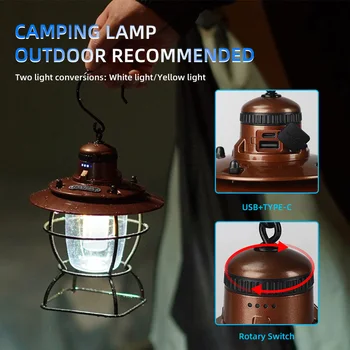 LED Retro Camping Svetlo Svetlomet Multifunkčné Outdoor Camping Svetlo LED Prenosné Stan Svetlo Tábor Svetlo