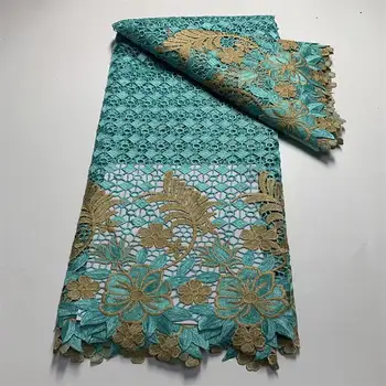 Najnovšie Dizajn Afriky Lano Guipure Čipky Textílie Sky Blue Nigéria Dvoch Tónov Vo Vode Rozpustné Oka 2022 Kvalitné Francúzske Svadobné Wat