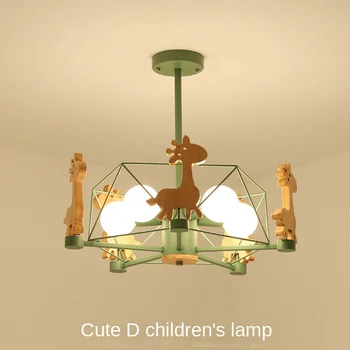 Nordic Luster detskej Izby Lampa Cartoon Lampa Spálňa Svetlo Chlapec Macaron Drevené Tvorivé Jednoduché Čítanie