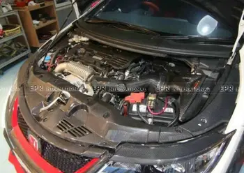 OE Lesklý Uhlíkových Vlákien Pre 15-17 Honda Civic FK2 TyR Motora Bay Bočný Panel Kryt Auta