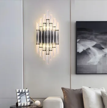 Postmoderných led nástenné svietidlo obývacia izba pozadí nástenné svietidlo crystal golden lampa svetlo luxusné tvorivé hotel spálňa lampa