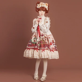 Princess tea party sladké lolita šaty vintage čipky bowknot roztomilý tlač viktoriánskej šaty kawaii dievča gothic lolita op loli cos
