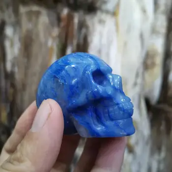 Prírodné Modré Aventurine lebky crystal rezbárstvo domáce dekorácie Halloween
