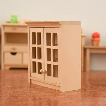 Príslušenstvo Dekor Mini 1:12 HOBBY Hračky Simulácia domček pre bábiky Nábytok, Drevený Nábytok Model Miniatúrne Skriňa Modelu