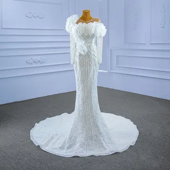 RSM67410 2021 nové dizajnér ples večer jumpsuit plus veľkosť sexy svadobné elegantný Lesklý sequin šaty morskej panny župan de perle soirée