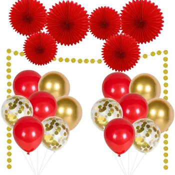 Sursurprise 2023 Čínsky Nový Rok Dekorácie Červeného Papiera Fanúšikov Zlato Konfety Balón Nastaviť pre Čínsky Jarný Festival Party Decor