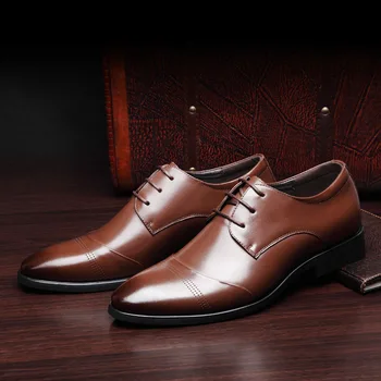 svadobné mens ukázal prst šaty topánky kožené oxford topánky pre mužov vysoké podpätky sapato masculino sociálne formálne topánky