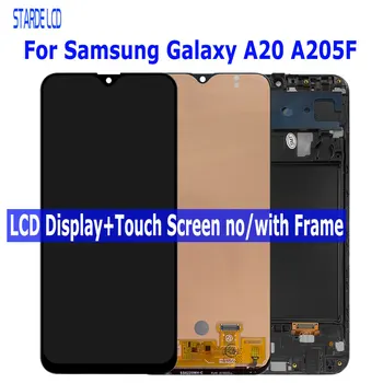 Testované A20 Obrazovky pre Samsung Galaxy A20 LCD Displej Dotykový Displej Digitalizátorom. S Rámom Montáž pre Samsung A20 SM-A205F A205FN