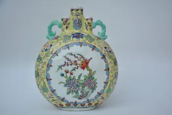 Vzácne Staré QingDynasty porcelánová váza,Kvet&bird,s mk,Ručne Maľované Dekorácie /Kolekcia/ remeslá,doprava Zdarma