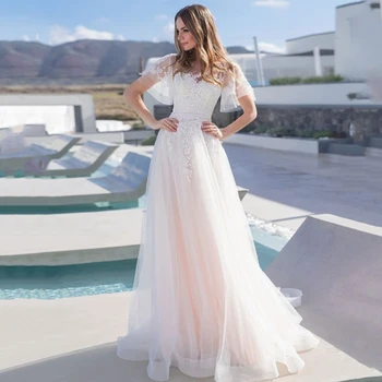 Víla Vintage Svadobné Šaty Kórejský Nevesta Šaty Turecko Princezná Strapec Čipky Pás Pláže Svadobné Šaty 2021 Vestido De Casamento