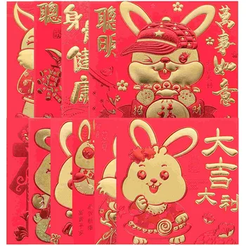 Červené Obálky Peniaze Rok Nový Čínsky Paketové Obálky Pakety Festival Zverokruhu Rabbitspring Šťastie Hong Bao Lunárny Vrecko Papierové Peniaze
